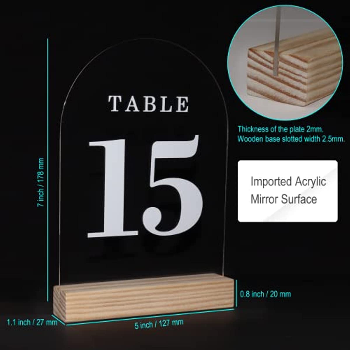 ORGANTEAM 10 pack Acrylic Sign Blank Sheet with Wooden Stands