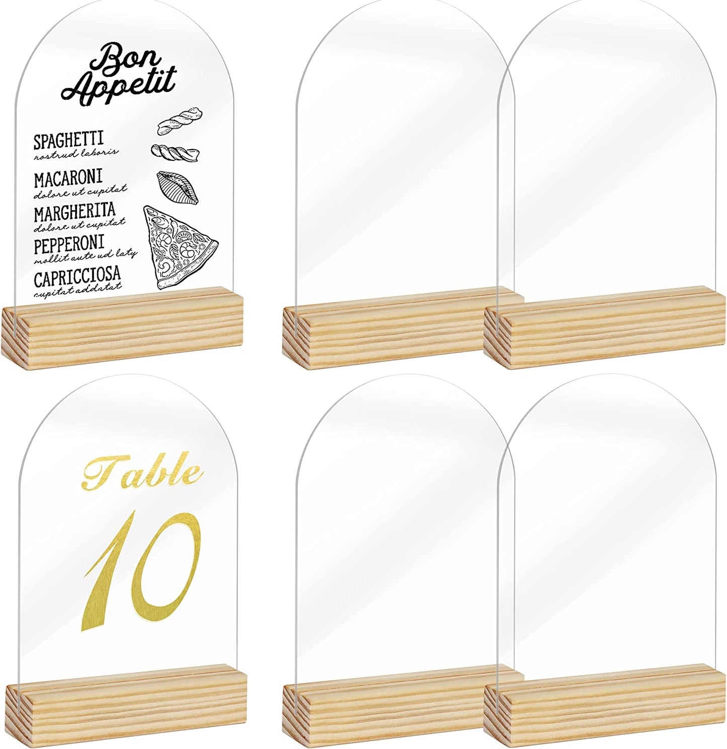 ORGANTEAM 10 pack Acrylic Sign Blank Sheet with Wooden Stands