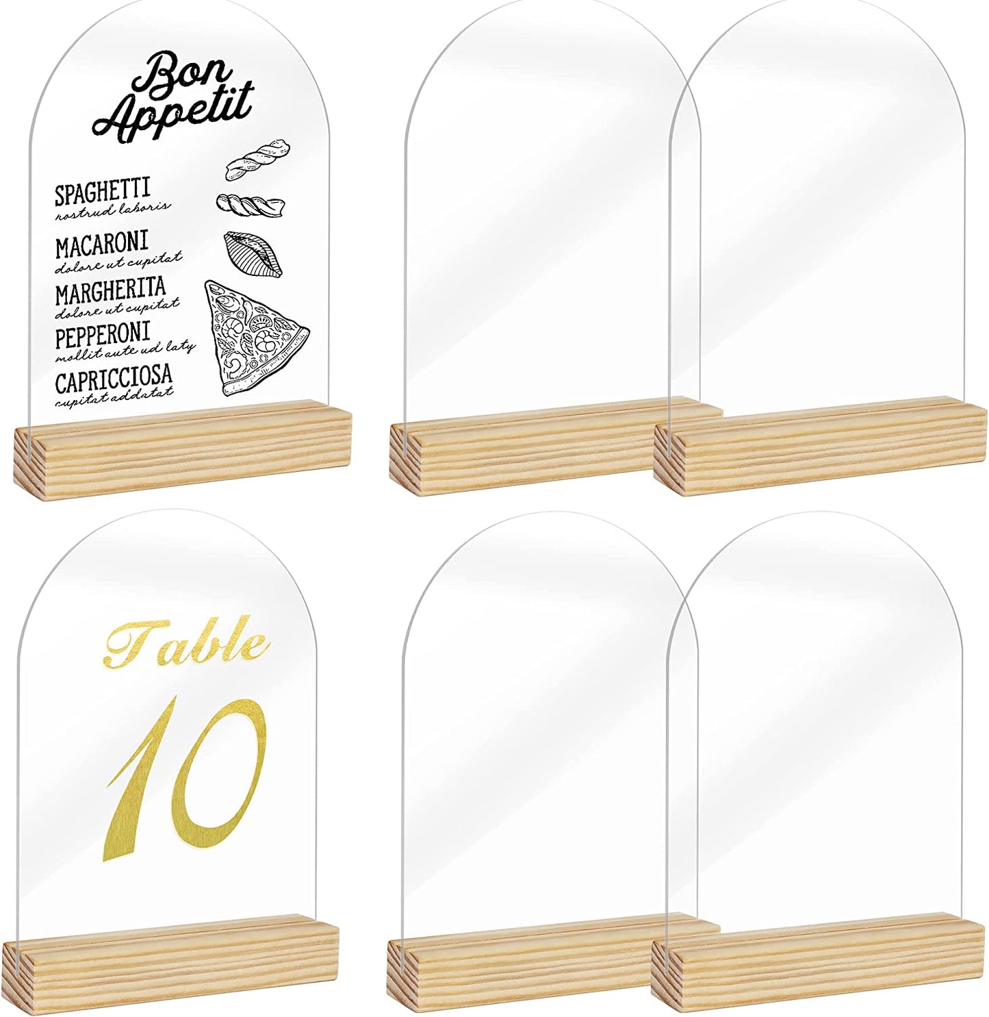 ORGANTEAM 10 pack Acrylic Sign Blank Sheet with Wooden Stands